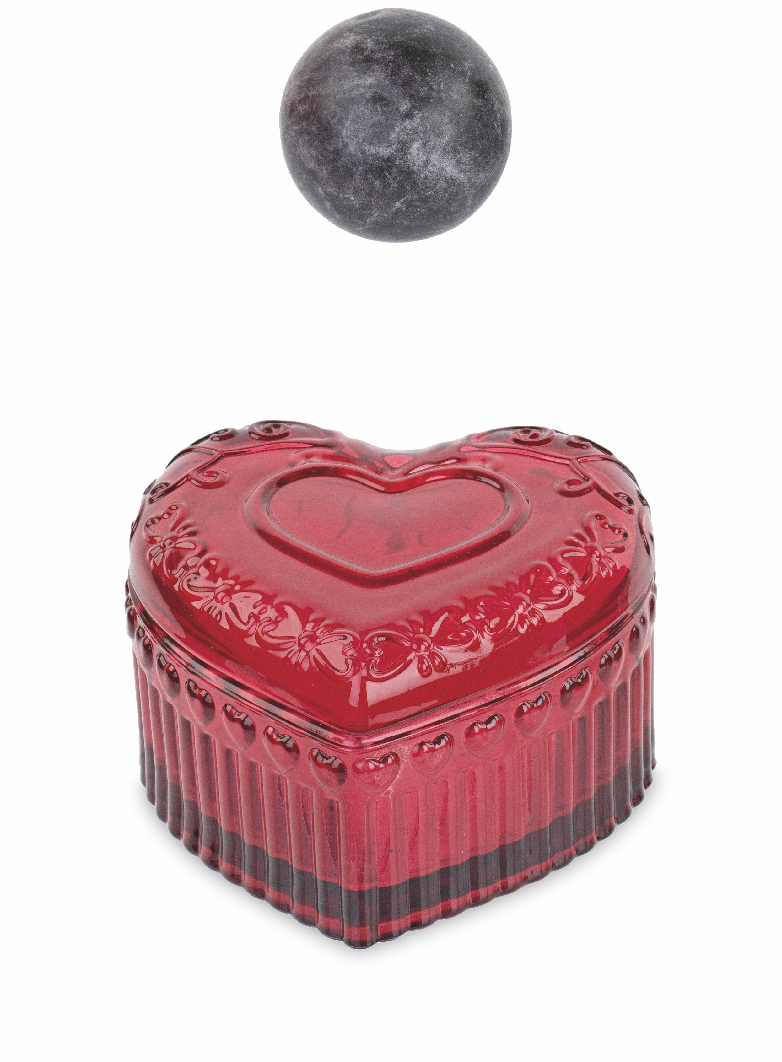 9,5X5,5CM CUORE VETRO CANDELA FIORI D ARANCIO E PEONIA COLORE ROSSO CON BOX - Candele da regalo - Nuovi arrivi - Regali e Bomboniere