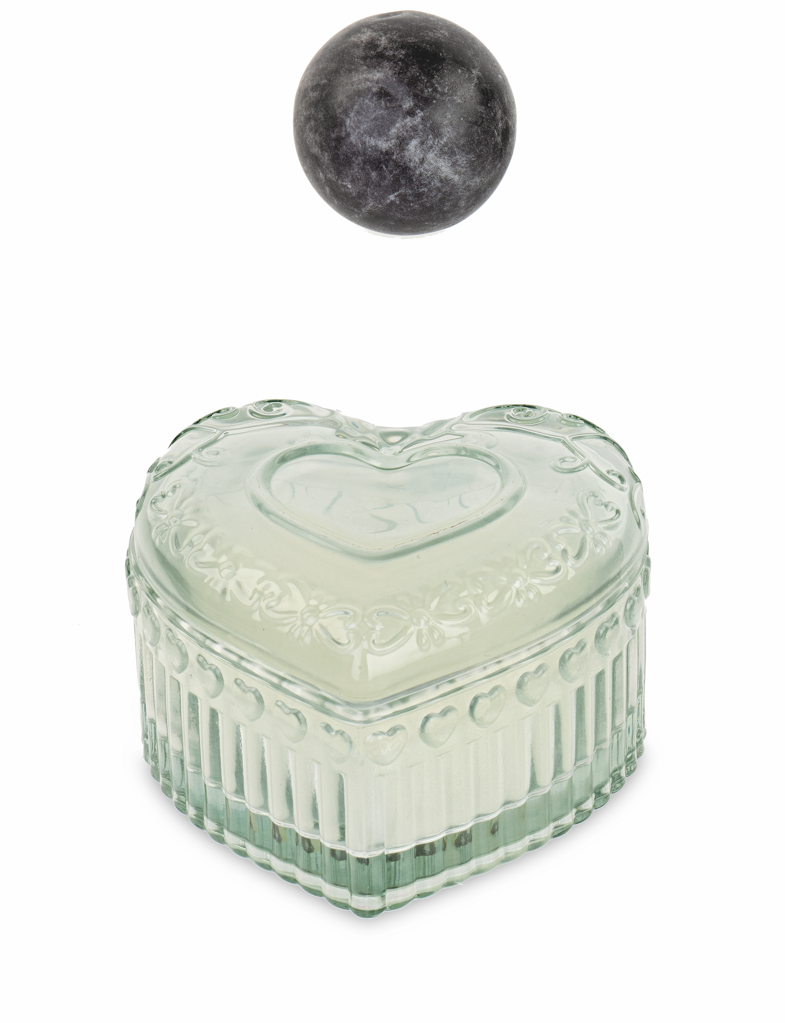 9,5X5,5CM CUORE VETRO SANDALO E AMBRA COLORE VERDE CON BOX - Candele da regalo - Nuovi arrivi - Regali e Bomboniere