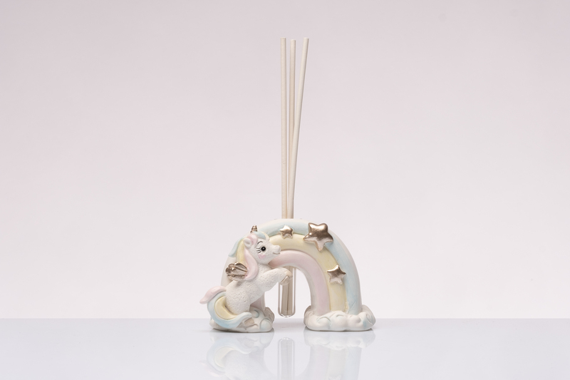 UNICORNO ARCOBALENO 10X5X6CM BOMBONIERA PROFUMATORE  - Battesimo E Nascita - Nuovi arrivi - Regali e Bomboniere