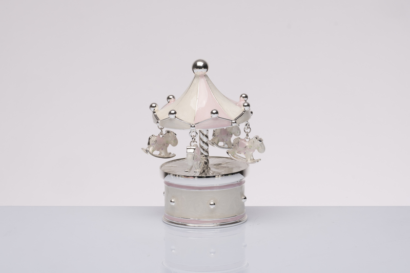CARILLON 8X8X13CM ROSA CON BOX - Battesimo E Nascita - Nuovi arrivi - Regali e Bomboniere