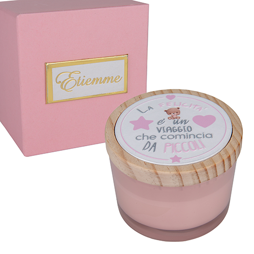 SFAVILLA CANDELA ROSA DM.7,5 H.6 BOMBONIERA C/BOX  - Battesimo E Nascita - Nuovi arrivi - Regali e Bomboniere