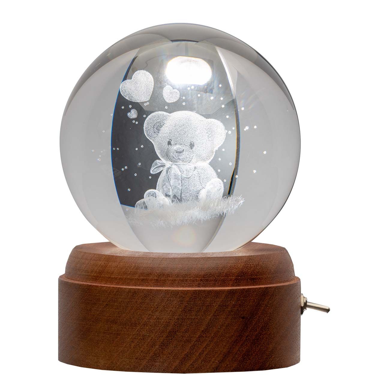 CARILLON SFERA ORSO GIREVOLE CON LED D 10CM H15CM CON BOX IDEA REGALO O BOMBONIERA PADRINO-MADRINA - BAGUTTA - Nuovi arrivi - Regali e Bomboniere