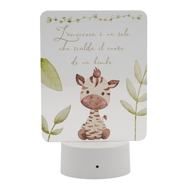 ZEBRA ZAC LAMPADA LED RGB BASE BIANCA Mis: 13X17,4 cm - Battesimo E Nascita - Nuovi arrivi - Regali e Bomboniere