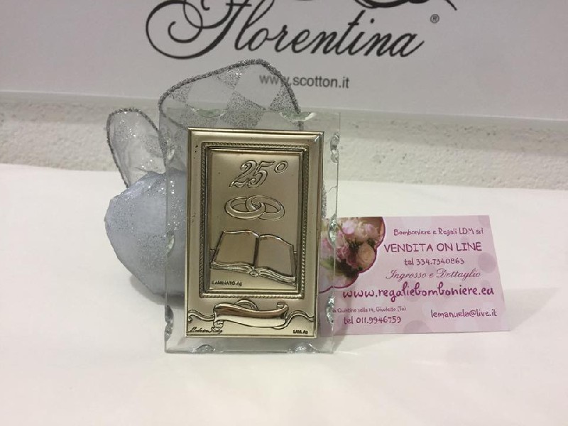 Anniversario Pergamena Argento E Vetro 25 Anni Di Matrimonio 10x7 Cm Regali E Bomboniere Dettaglio Prodotto