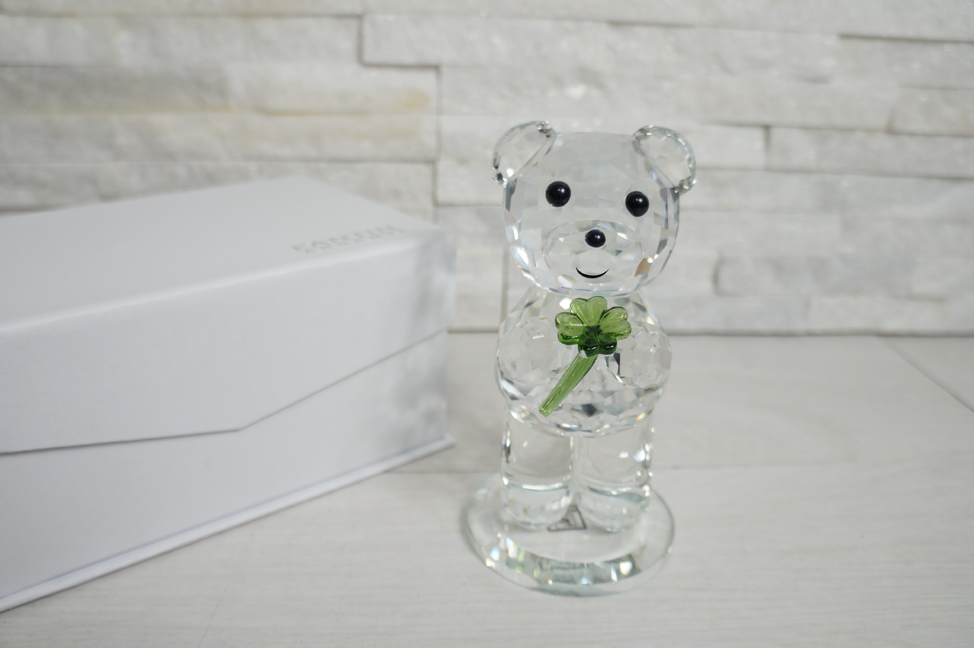 Orsetto con QUADRIFOGLIO h15x8cm CRISTALLO BOMBONIERA O ARTICOLO REGALO CON BOX - Cristallo e Vetro - Nuovi arrivi - Regali e Bomboniere