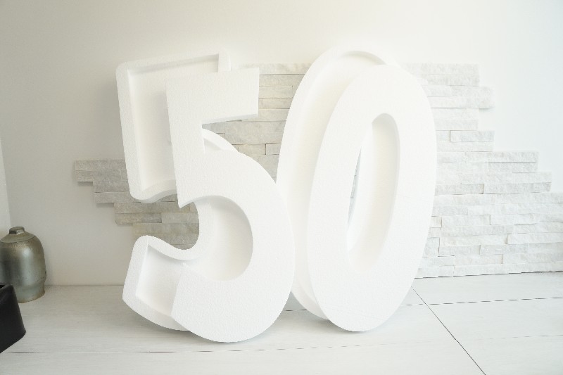 Numero 50 porta confetti o portacaramelle 50cm neutro - Numeri Polistirolo - Nuovi arrivi - Regali e Bomboniere