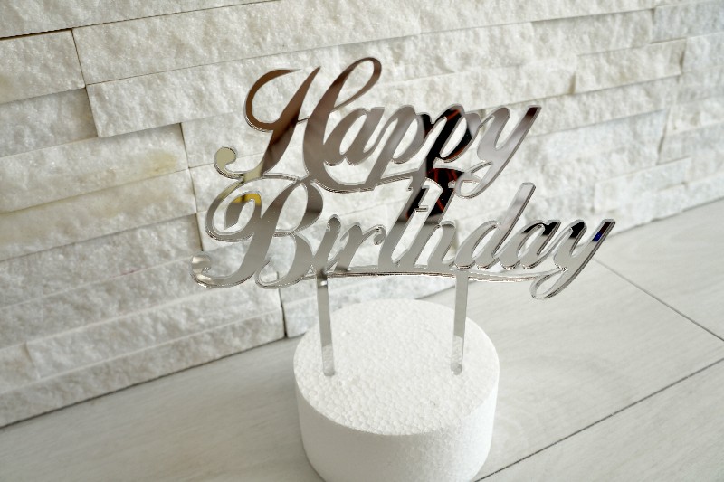 CAKE TOPPER PLEX ARGENTO - HAPPY BIRTHDAY - CAKE TOPPER - Nuovi arrivi - Regali e Bomboniere